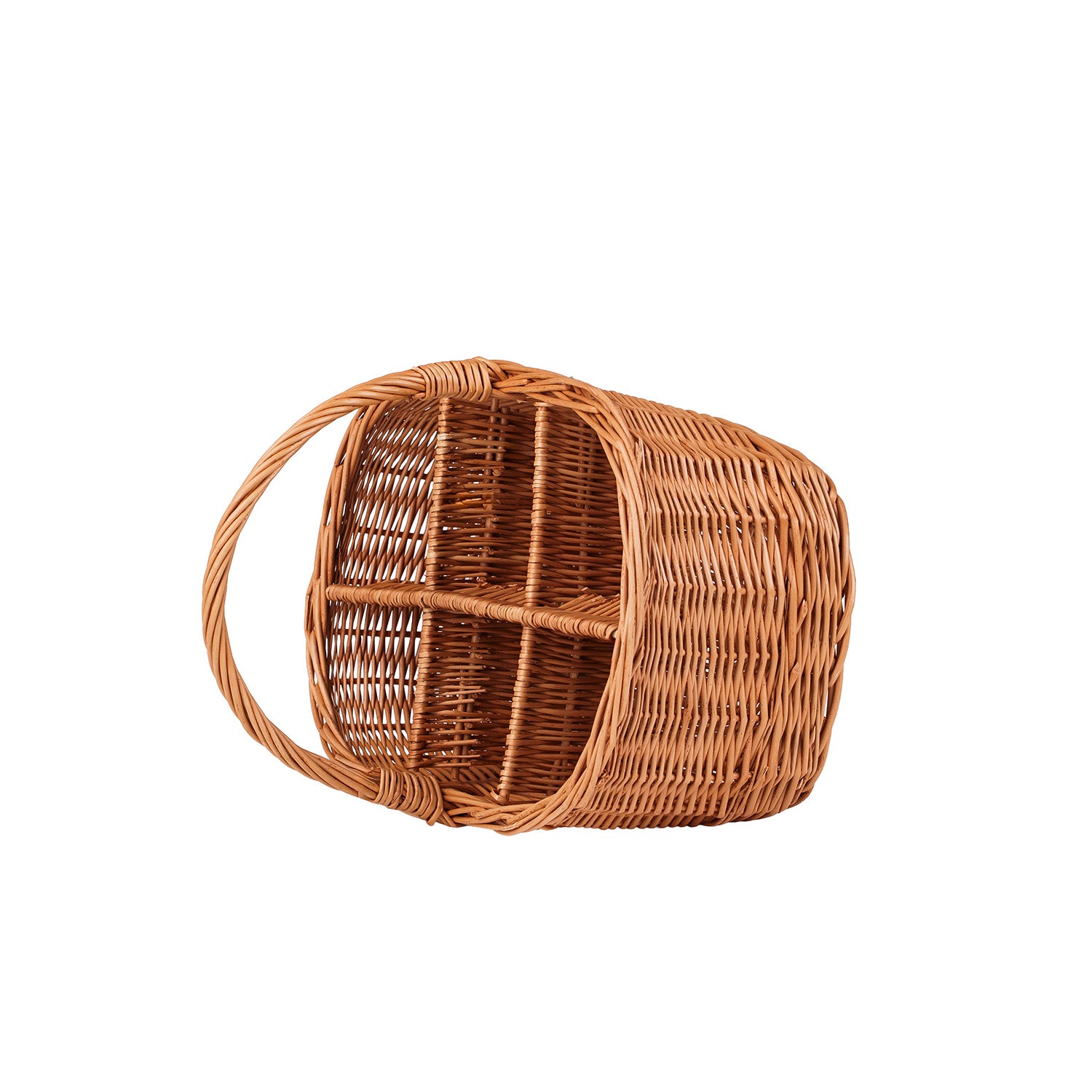Gaudia wicker basket, bottle crate, carrier with dividers and handle TheWickerStories