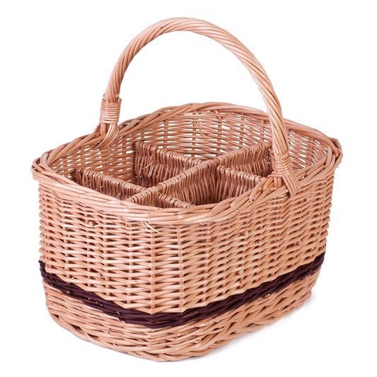 Gaudia wicker basket for bottles with compartments and handle