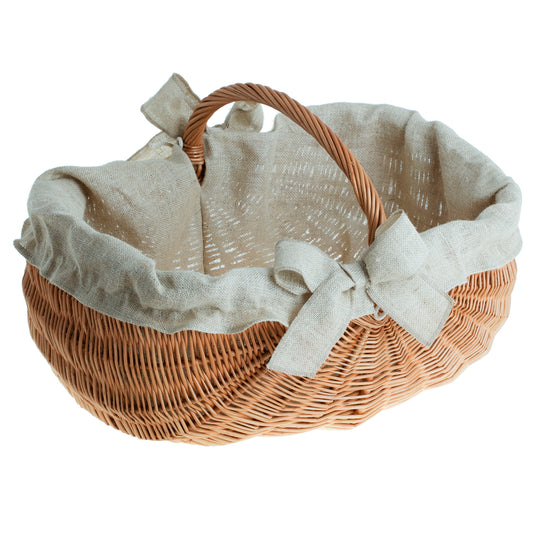 Faleria rieten haardhoutmand met jute voering en handvat
