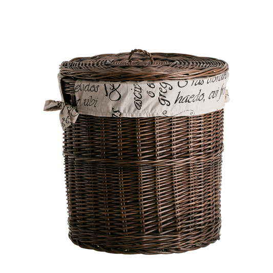 Maloria Rieten wasmand met beige bies en deksel