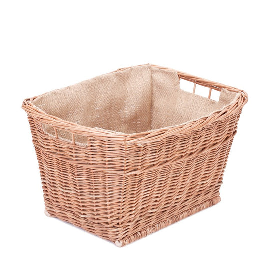 Mivella Rieten wasmand met lichtbeige afwerking en handvatten