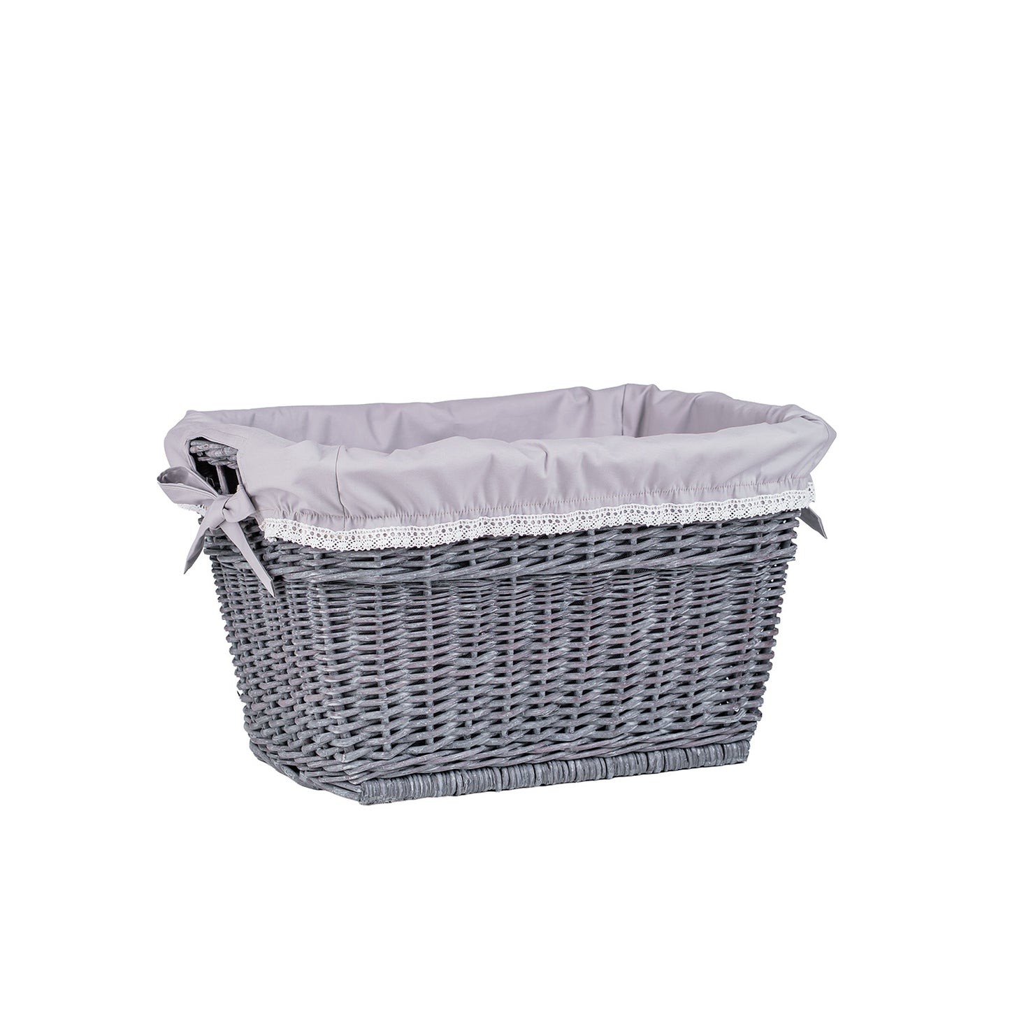 Mivella ψάθινο καλάθι αποθήκευσης με γκρι επένδυση TheWickerStories
