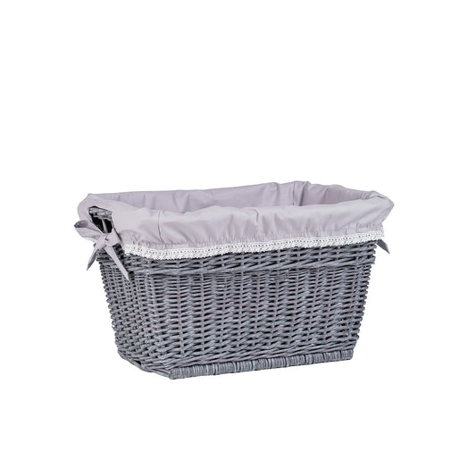 Mivella ψάθινο καλάθι αποθήκευσης με γκρι επένδυση TheWickerStories
