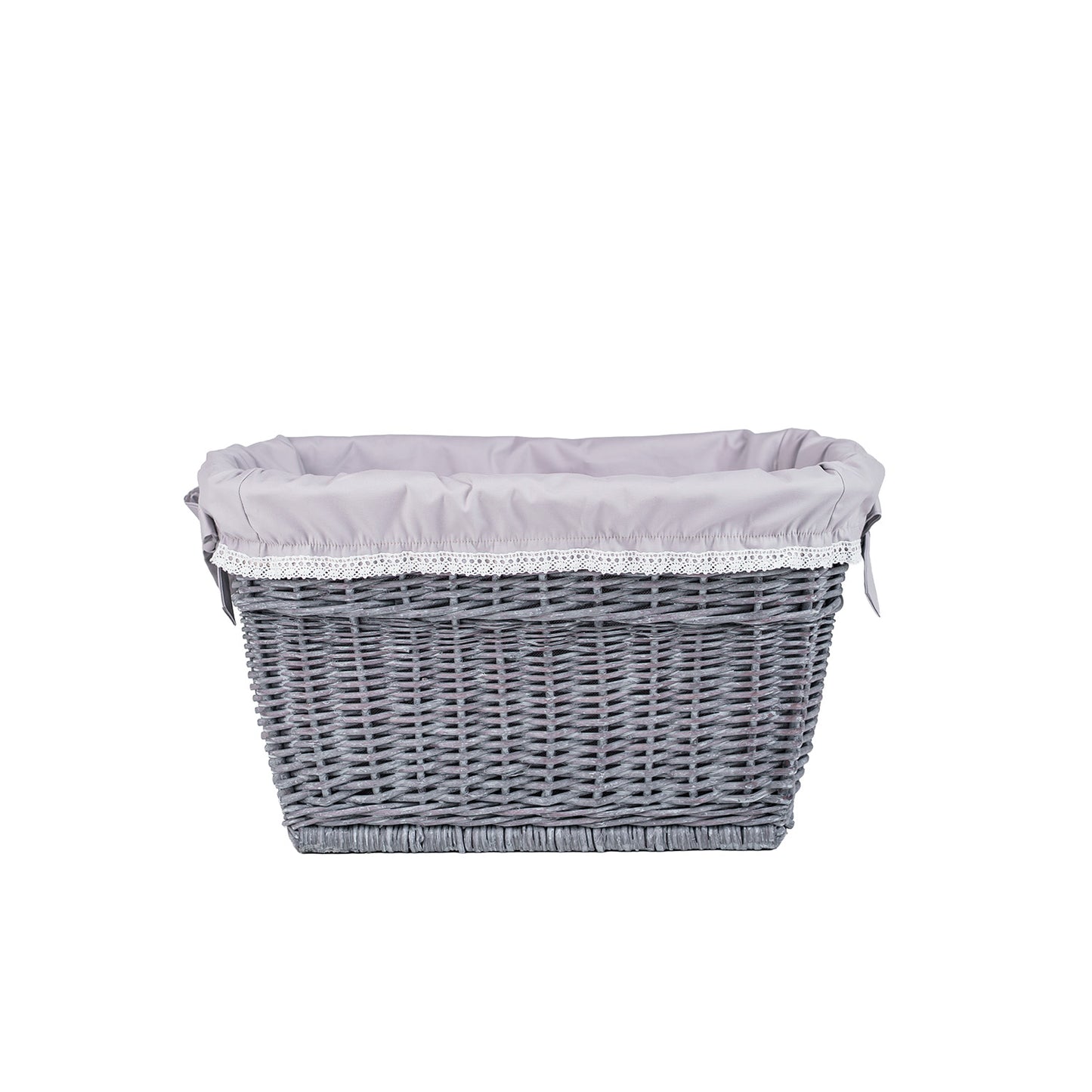 Mivella ψάθινο καλάθι αποθήκευσης με γκρι επένδυση TheWickerStories