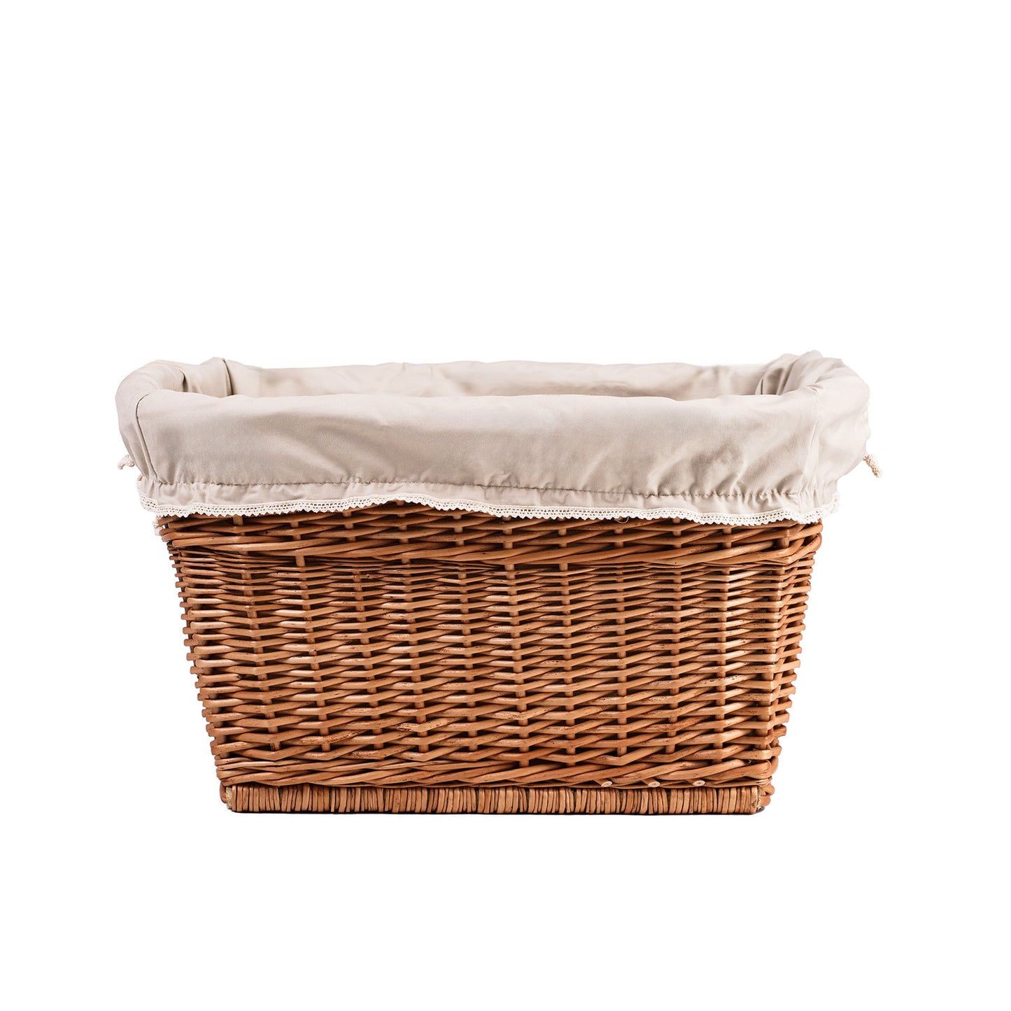 Mivella ψάθινο καλάθι αποθήκευσης με μπεζ επένδυση TheWickerStories