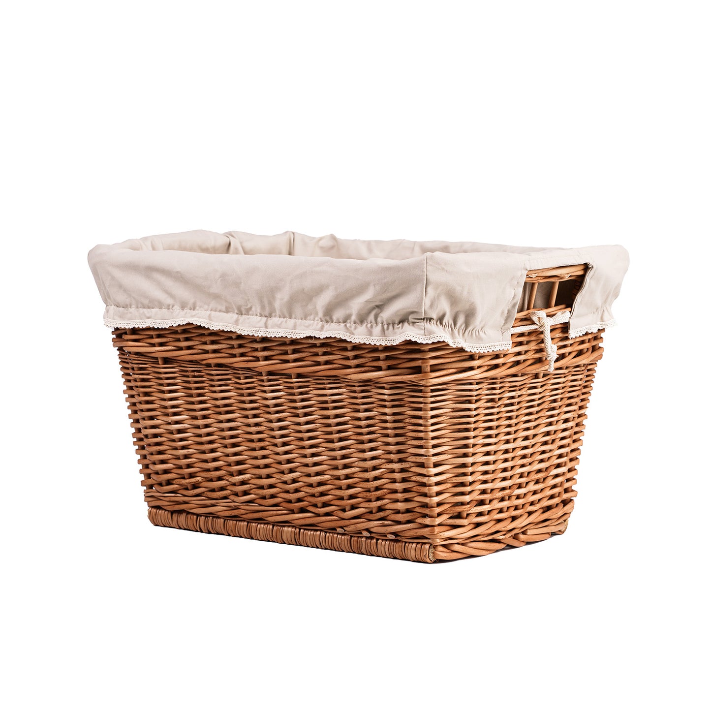 Mivella ψάθινο καλάθι αποθήκευσης με μπεζ επένδυση TheWickerStories