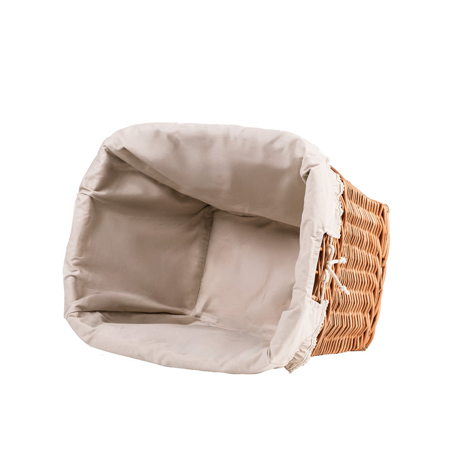 Mivella ψάθινο καλάθι αποθήκευσης με μπεζ επένδυση TheWickerStories