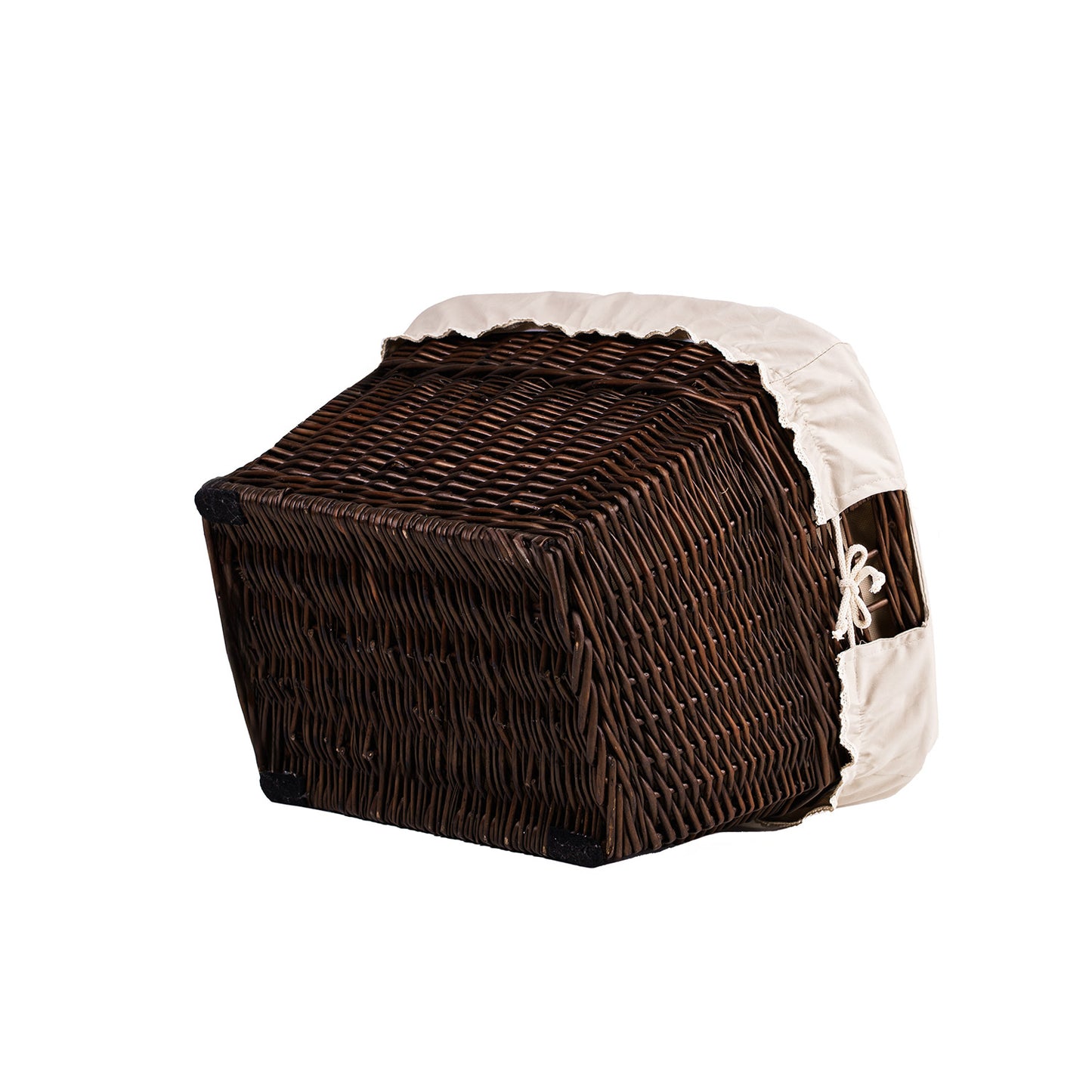 Mivella Flettet vasketøyskurv i pil med beige kant og praktiske håndtak TheWickerStories