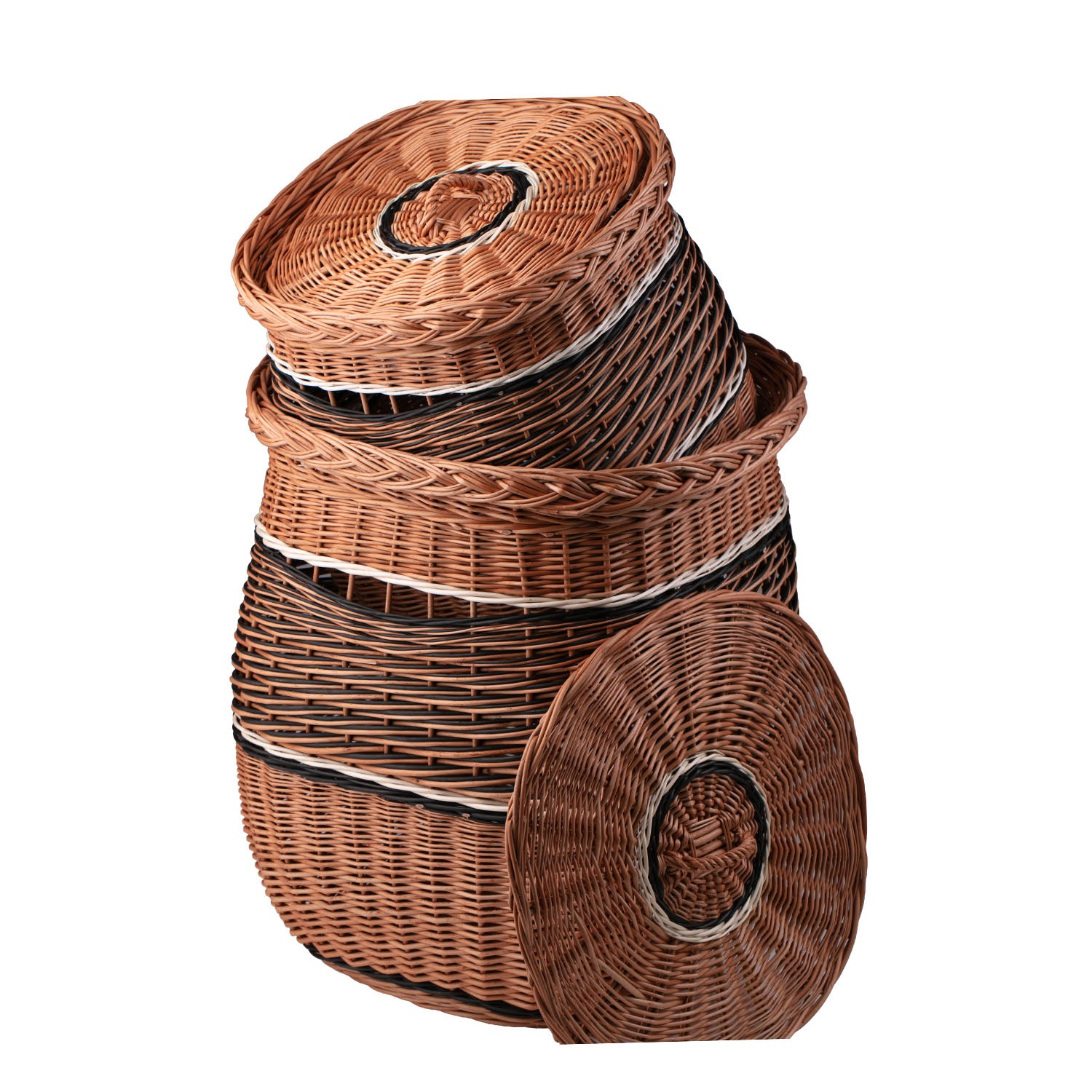 wicker laundry basket with lid, handwoven