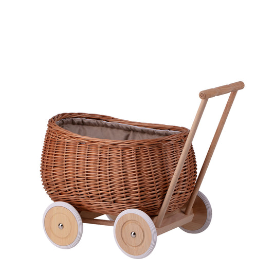 wicker pushcart with beige lining