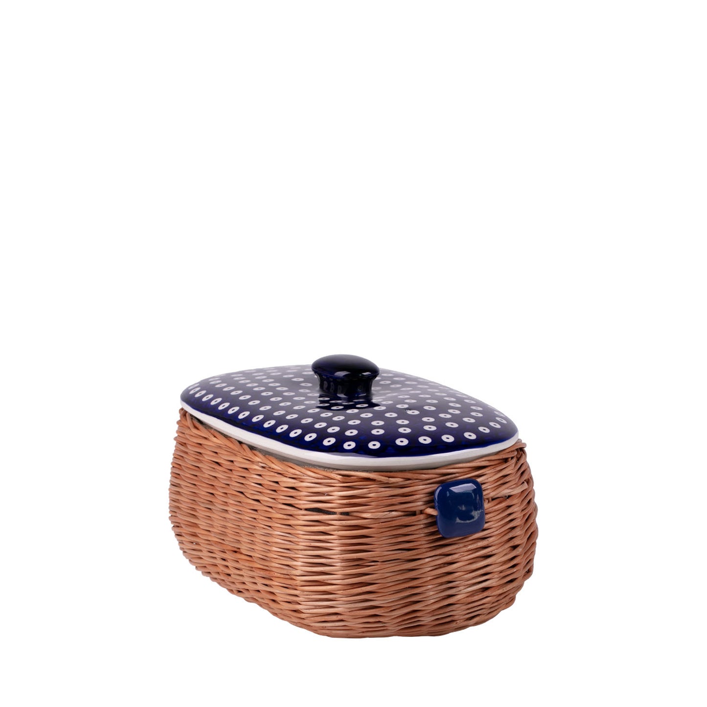 Ceramis vytelių duoninė, duonos krepšys, kepinių krepšelis su keraminiu dangčiu ir apvadais TheWickerStories