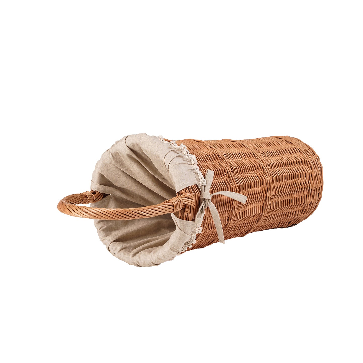 Vulpes wiklinowy kosz na parasole z beżowym obszyciem TheWickerStories