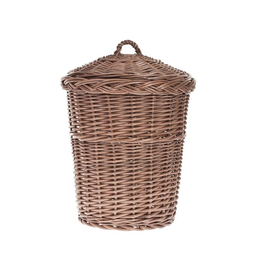 Decora wicker trash bin with lid