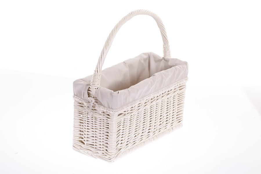 Gavis panier en osier pour magazines avec bordure grise et poignée
