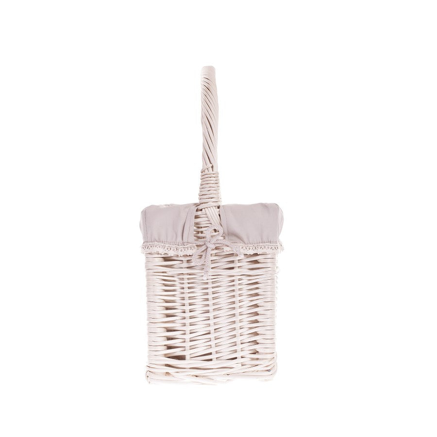 Gavis panier en osier pour magazines avec bordure grise et poignée