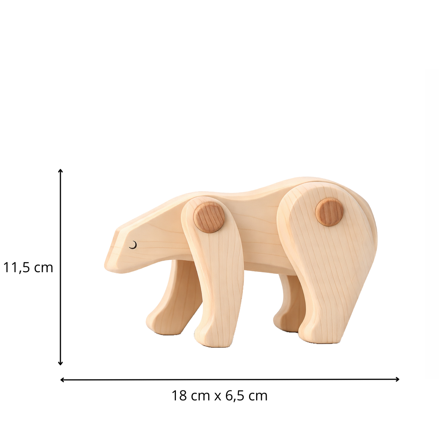 Pinoria ours polaire en bois – figurine animale avec pattes mobiles TheWickerStories