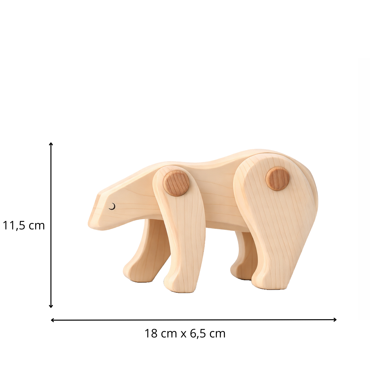 ours polaire en bois – figurine animale avec pattes mobiles