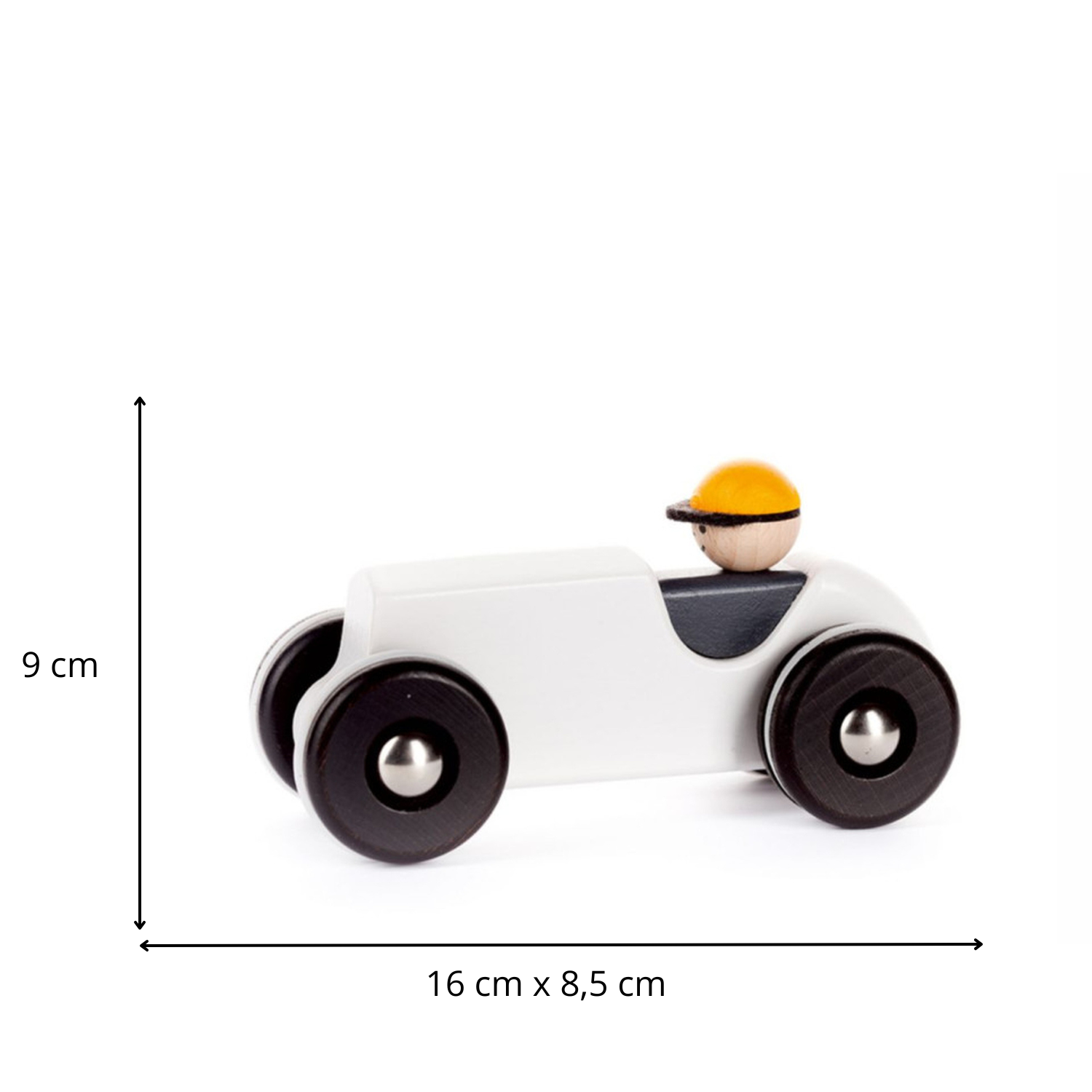 voiture rétro en bois avec conducteur – jouet pour enfants