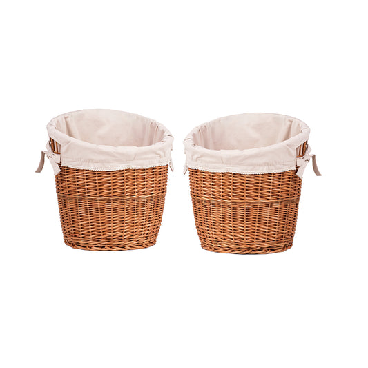 Bassa set of 2 wicker baguette baskets with beige lining
