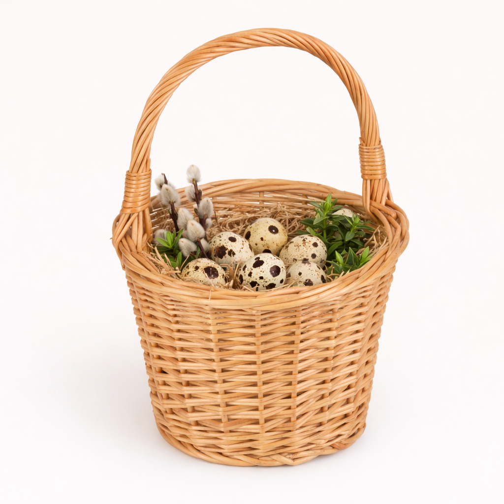 Zamia wicker Easter basket for blessing and decorations, with handle TheWickerStories