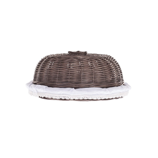 Linkus wicker basket with white lining and lid