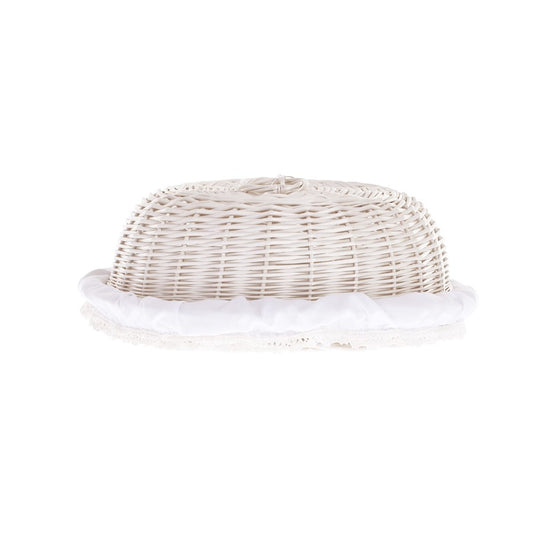 Linkus wicker basket with white lining and lid