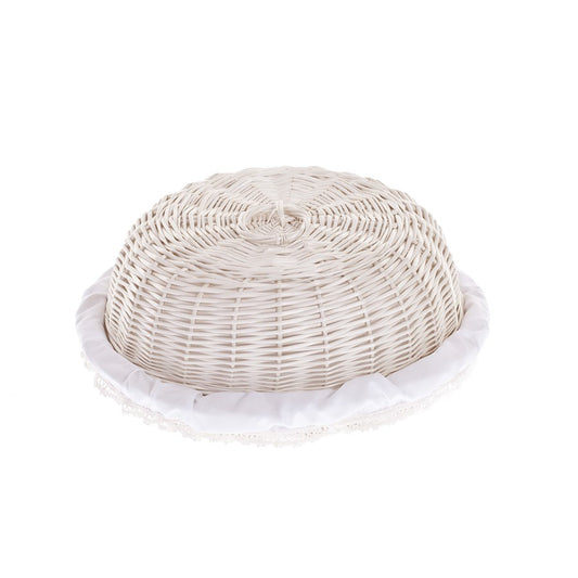 Linkus wicker basket with white lining and lid