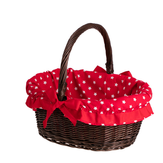 Zelora rieten geschenkmand met rode bies en handvat