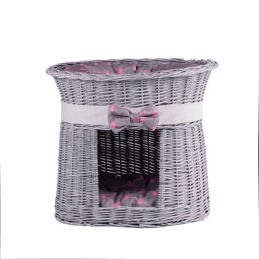 Erif rieten kattenhuis met kussens, tweelaags