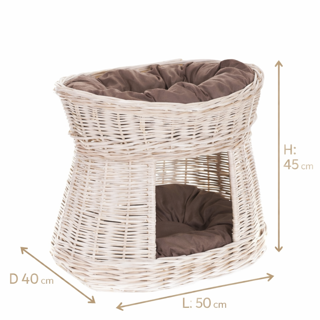 Erif rieten kattenhuis met kussens, tweelaags TheWickerStories