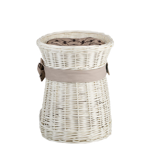 Erif rieten kattenhuis met twee verdiepingen, met beige kussens en een strik