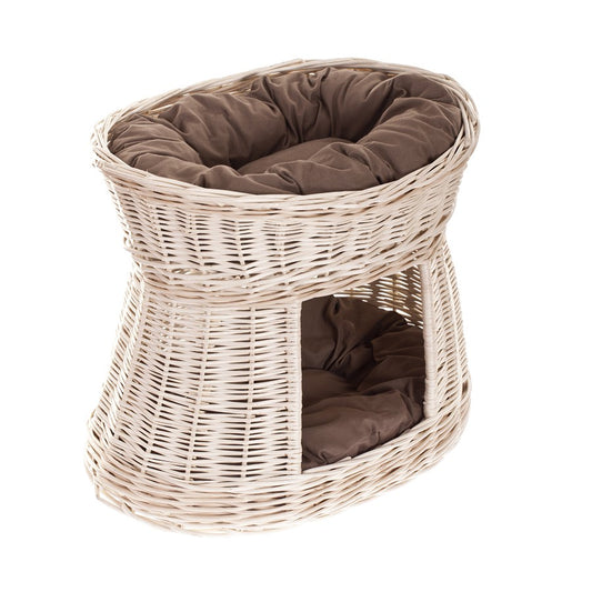 Erif rieten kattenhuis met kussens, tweelaags