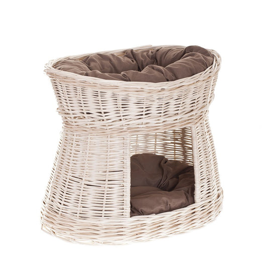 Erif rieten kattenhuis met kussens, tweelaags