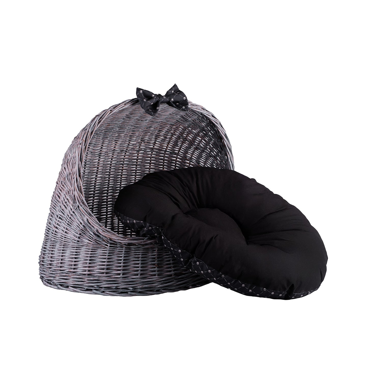 Elarion wicker pet house for cat and dog with cushion TheWickerStories