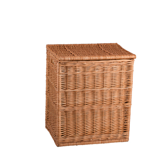 Ardea wicker laundry basket with beige trim and lid