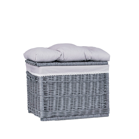 wicker trunk with lid and cushion