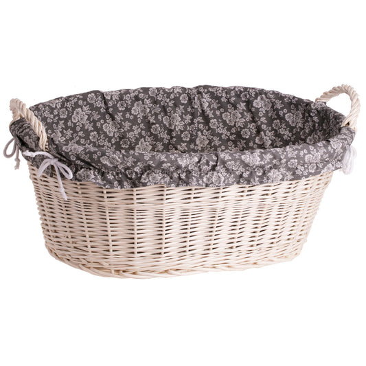 Milvus wicker basket with handles and grey lining