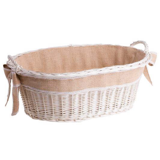 Milvus wicker basket with handles and beige lining