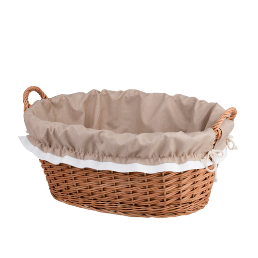 Milvus wicker basket with handles and beige lining