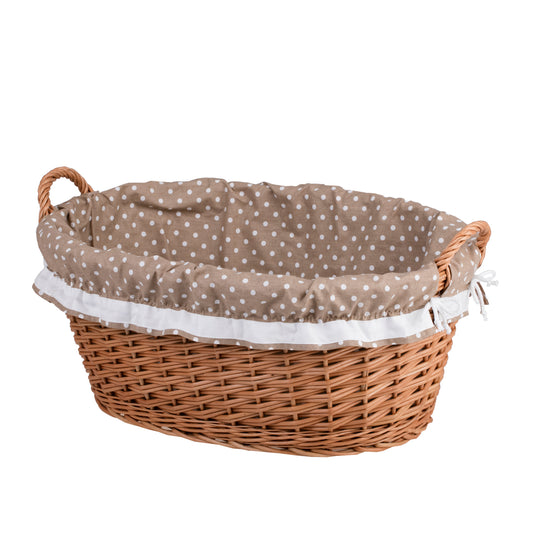 Milvus wicker basket with handles and beige lining