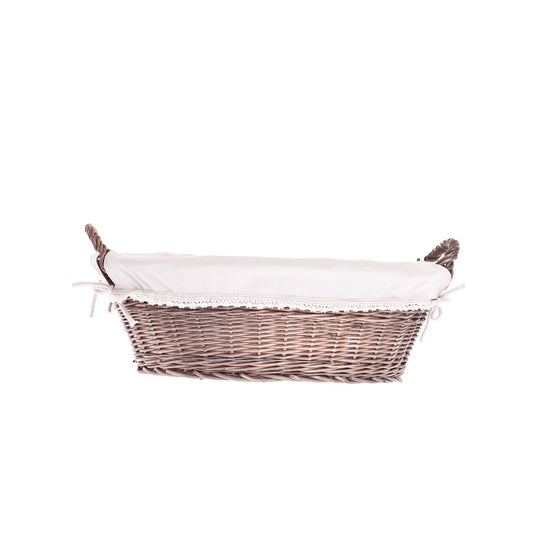 Milvus wicker basket with handles and beige lining