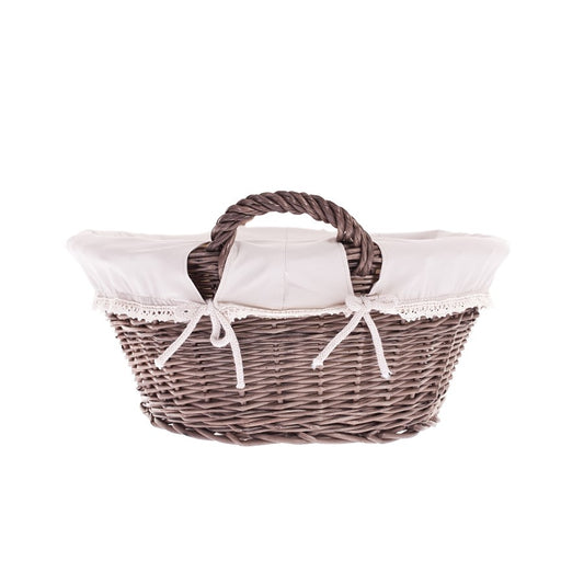 Milvus wicker basket with handles and beige lining