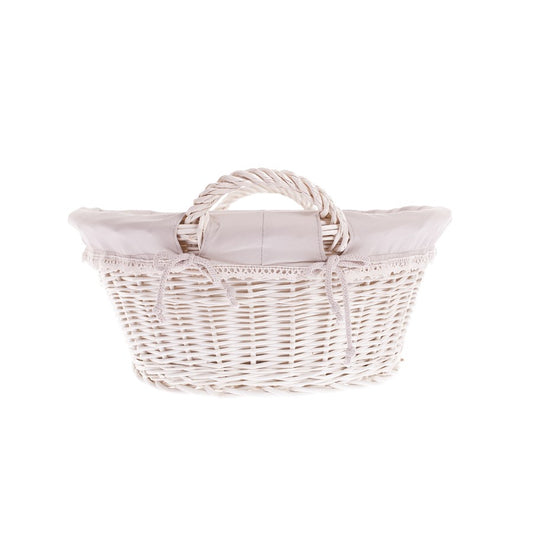 Milvus wicker basket with handles and beige lining