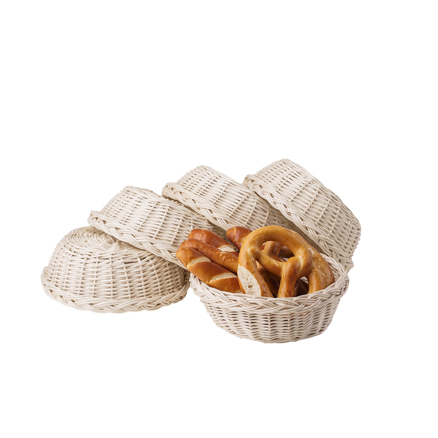 wicker bread display basket, set of 5 pieces