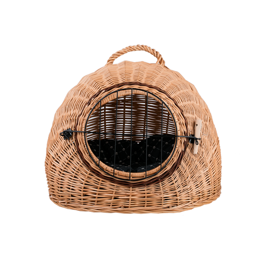 Wicker Pet Carrier Bag with Soft Pillow Cat Igloo