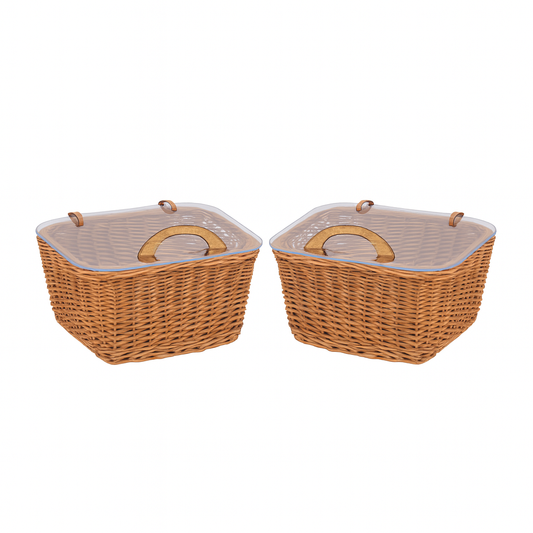 wicker bread display basket with lid, set of 2 by