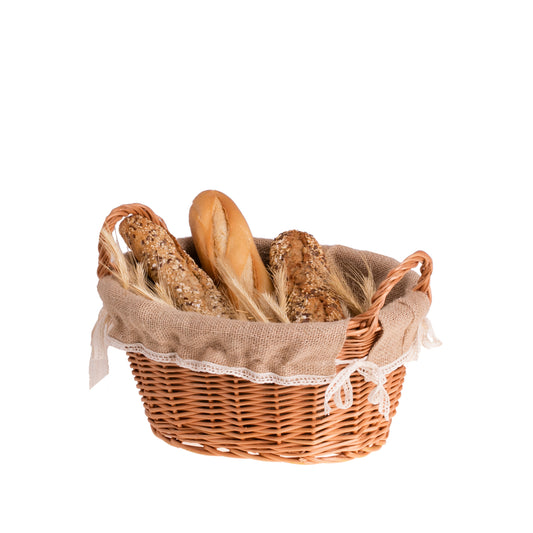 Lumis wicker bread basket with jute trim