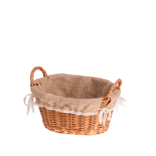 Lumis wicker bread basket with jute trim
