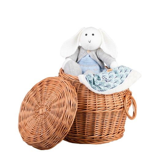 Marlis rieten wasmand met deksel en handgrepen