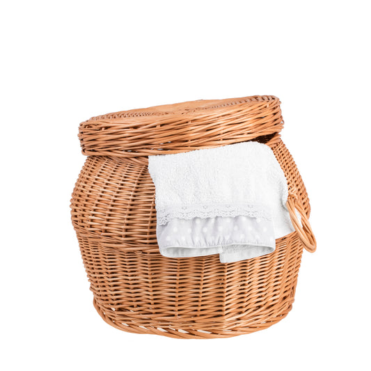 Marlis rieten wasmand met deksel en handgrepen